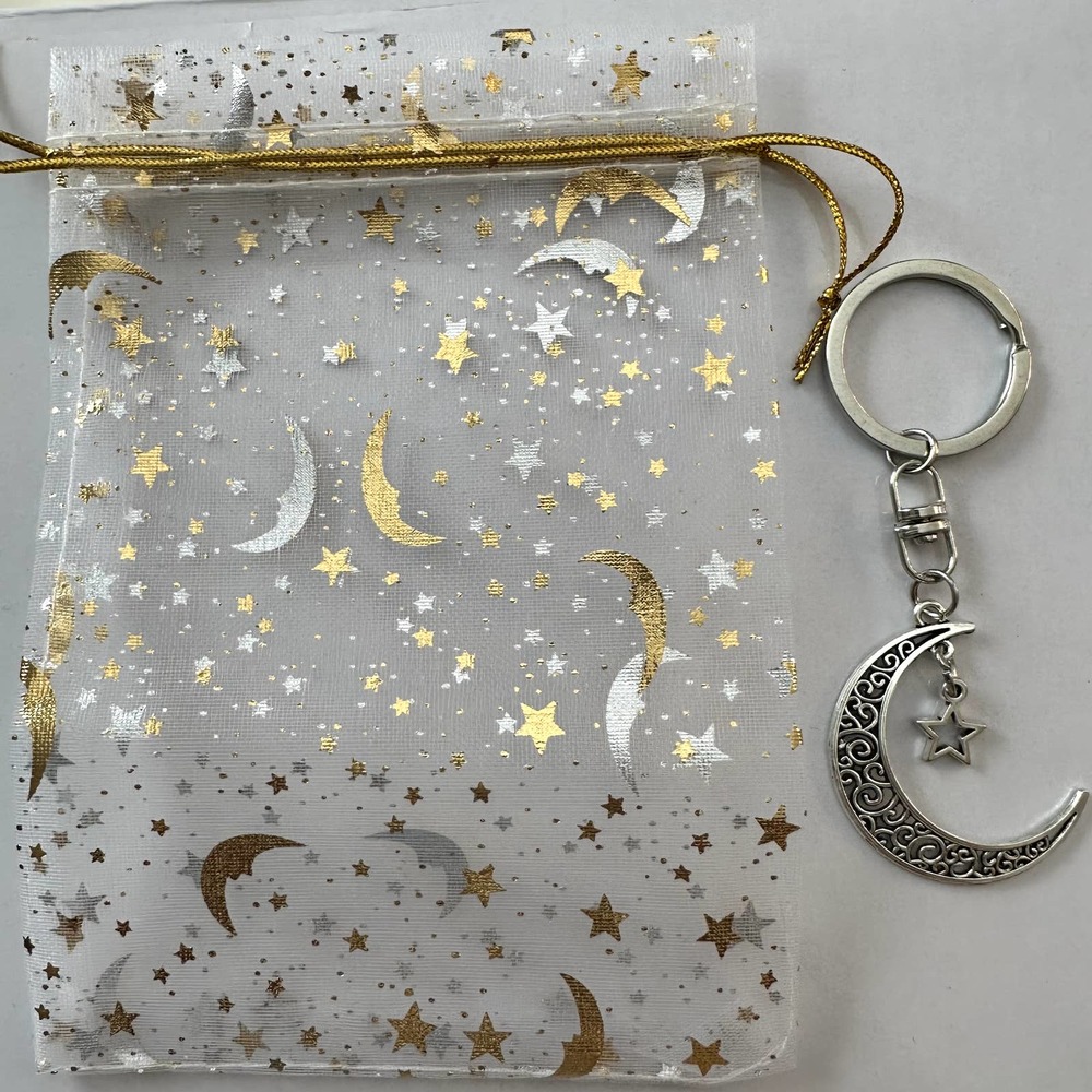 NEW Moon Star Organza Jewelry Gift Candy Pouch Drawstring Wedding Favor Keychain